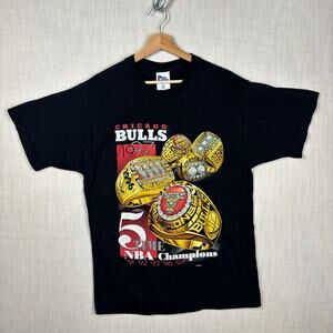 Chicago Bulls Championship Ring Jordan Tee Black Vintage 1997 L